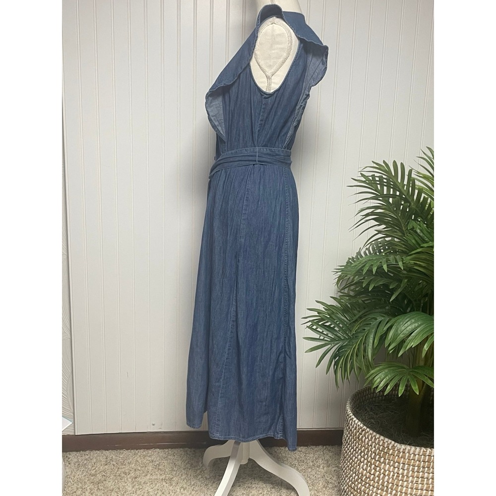 Loft Chambray Ruffle Belted Denim Button-Down Mid… - image 5